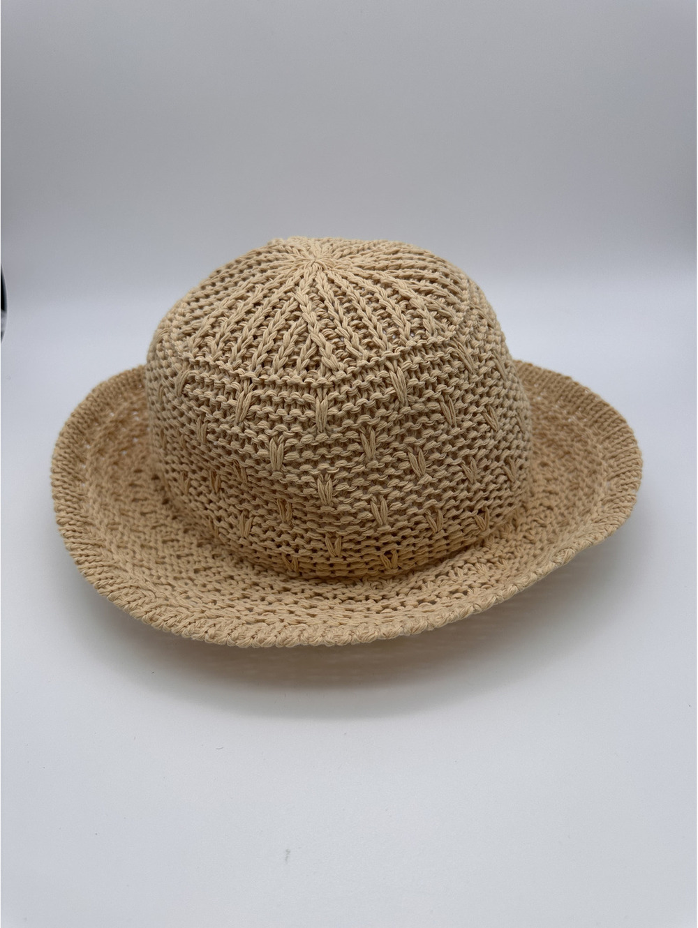Steve Madden Beige Crochet Bucket Hat